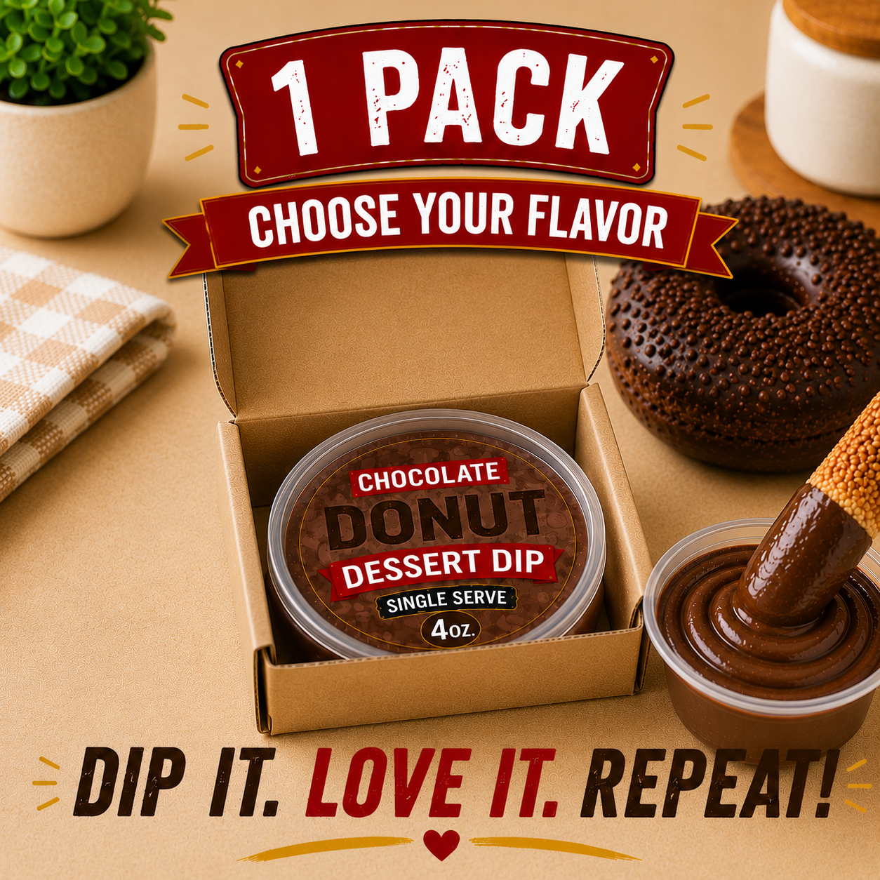 4 oz Single Serve Pizza Crust Donut Dessert Dips