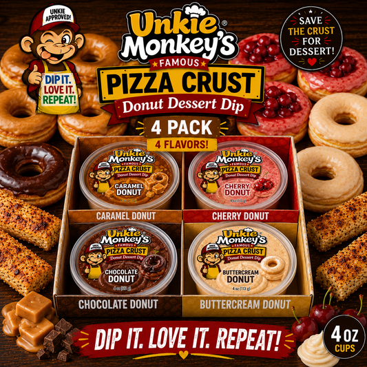 Assorted 4-Pack | Four 4 oz Cups Pizza Crust Donut Dessert Dips