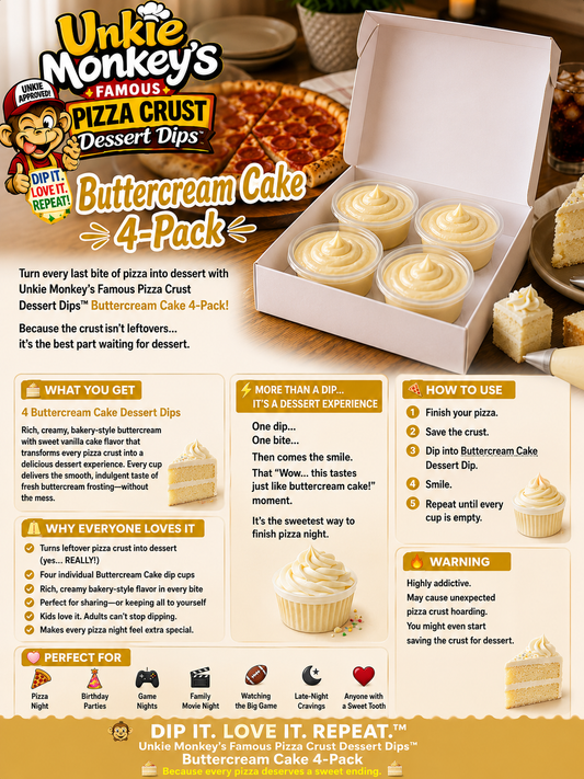 Unkie Monkey's Famous Pizza Crust Dessert Dips Buttercream Cake 4 Pack