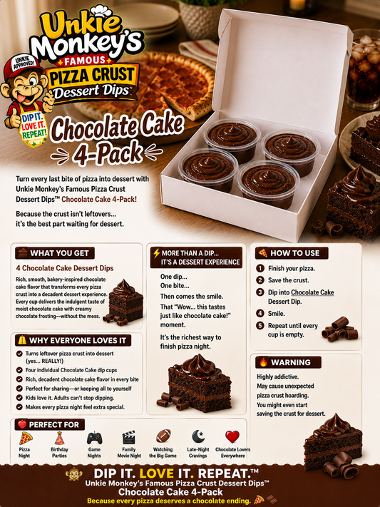 Unkie Monkey's Famous Pizza Crust Dessert Dips Chocolate Cake 4 Pack