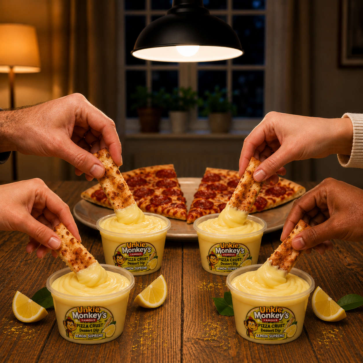 Unkie Monkey's Famous Pizza Crust Donut Dessert Dips Lemon Supreme 4 Pack