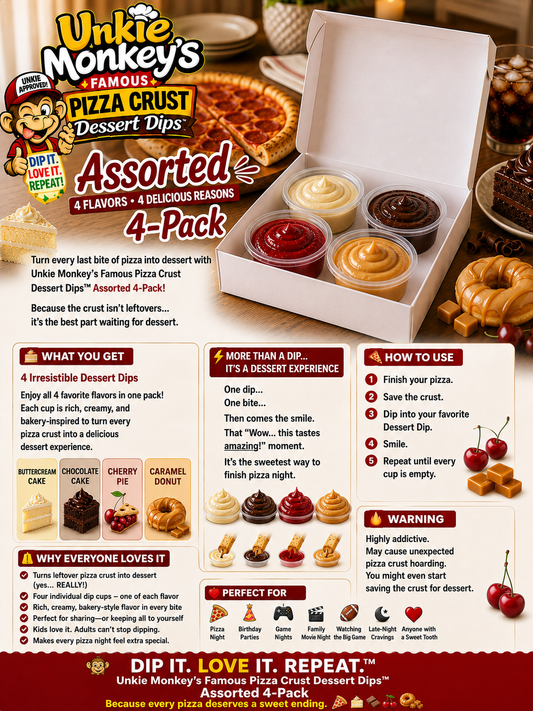 Unkie Monkey's Famous Pizza Crust Dessert Dips Assorted 4 Pack