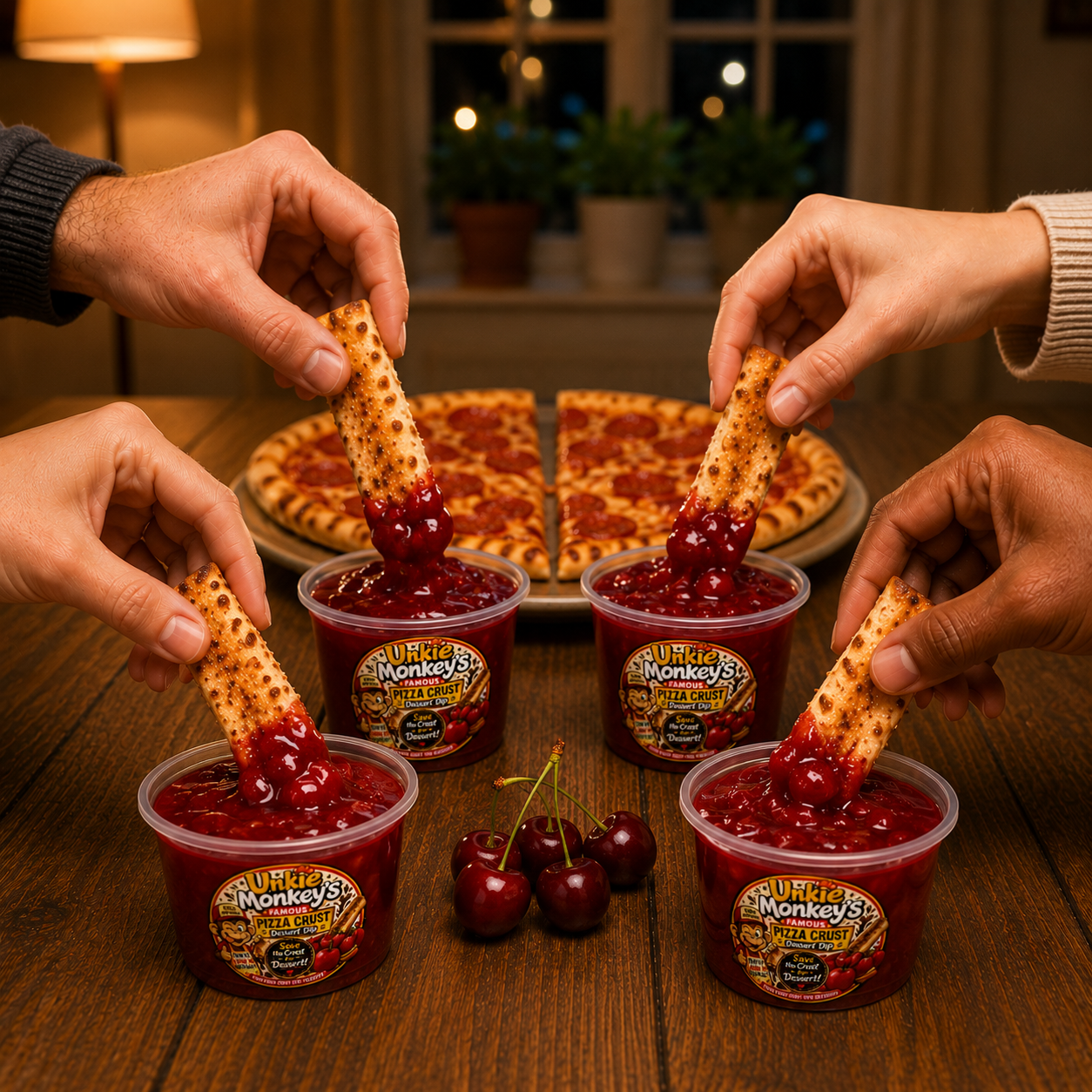 Unkie Monkey's Famous Pizza Crust Dessert Dips Cherry Pie 4 Pack