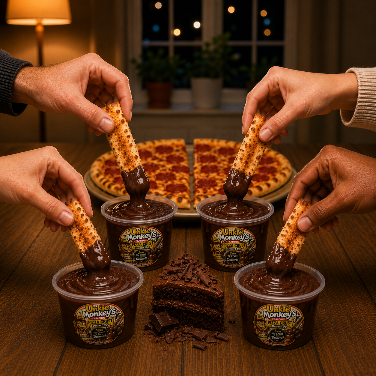 Unkie Monkey's Famous Pizza Crust Dessert Dips Chocolate Cake 4 Pack